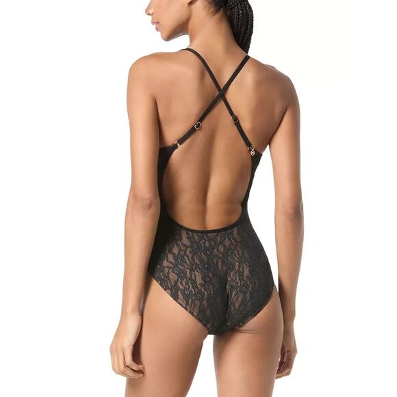 MICHAEL Michael Kors Women's Floral Lace One-Piece Swimsuit, Black, Size 6 0334 - Picture 2 of 3